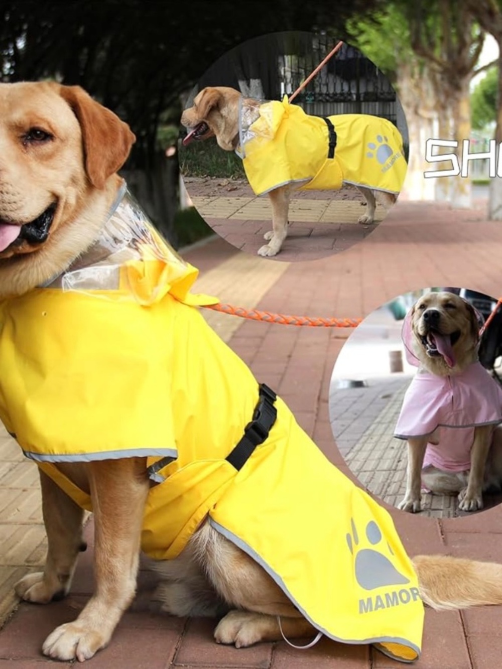 MAMORE Dog Raincoat XXL Waterproof Yellow Hooded Reflective Poncho NWOT - Picture 12 of 16
